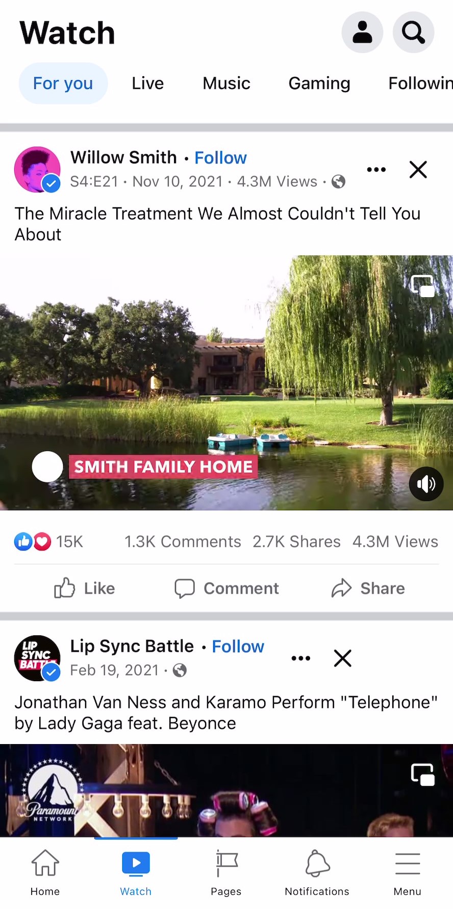 facebook watch mobile view