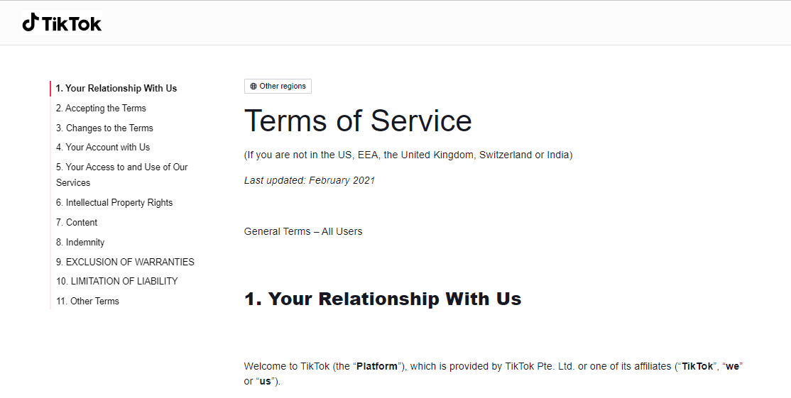 terms of service