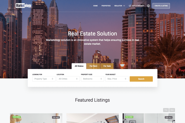 real estate website design home