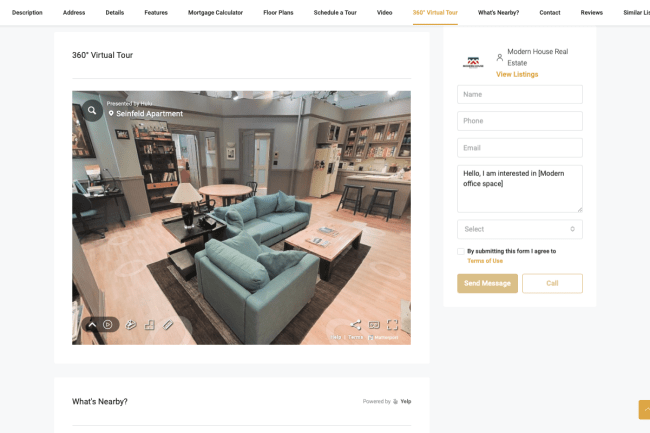 real estate website design 360 tour